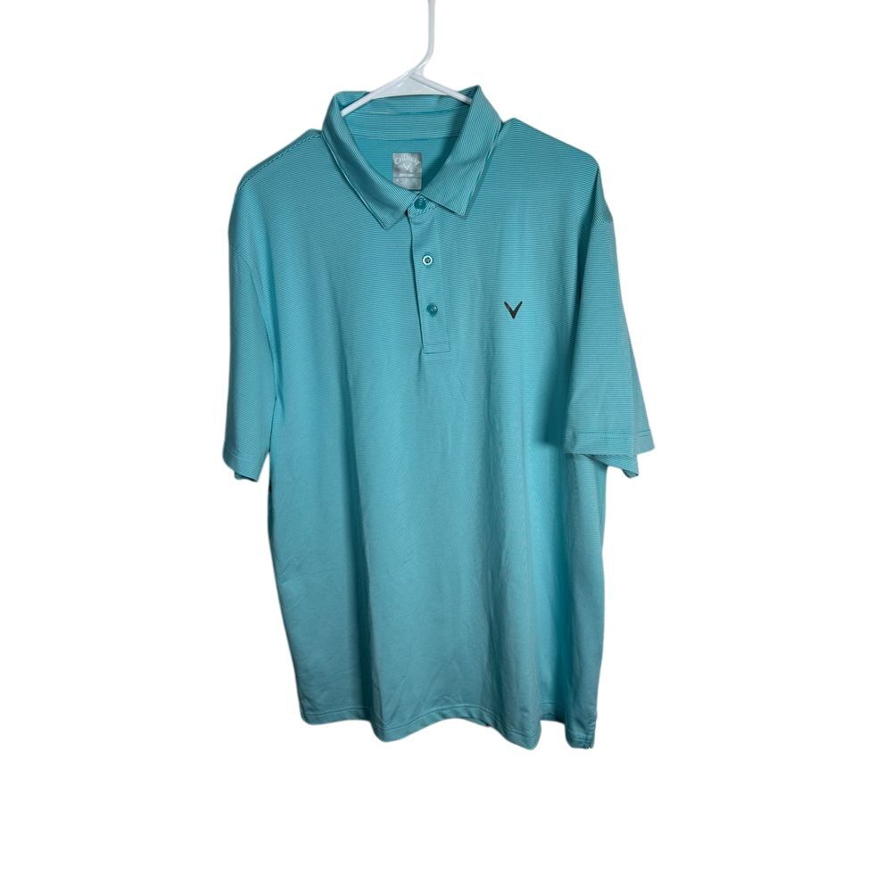 Callaway Opti-Dri Golf Polo Shirt‎ Turquoise Striped Performance Athletic XL